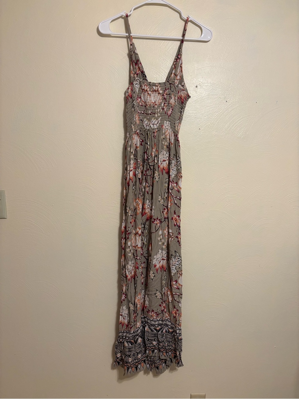 Angie Boho Floral Maxi Dress M Smocked Back Sleeveless Rayon Festival - Picture 6 of 8
